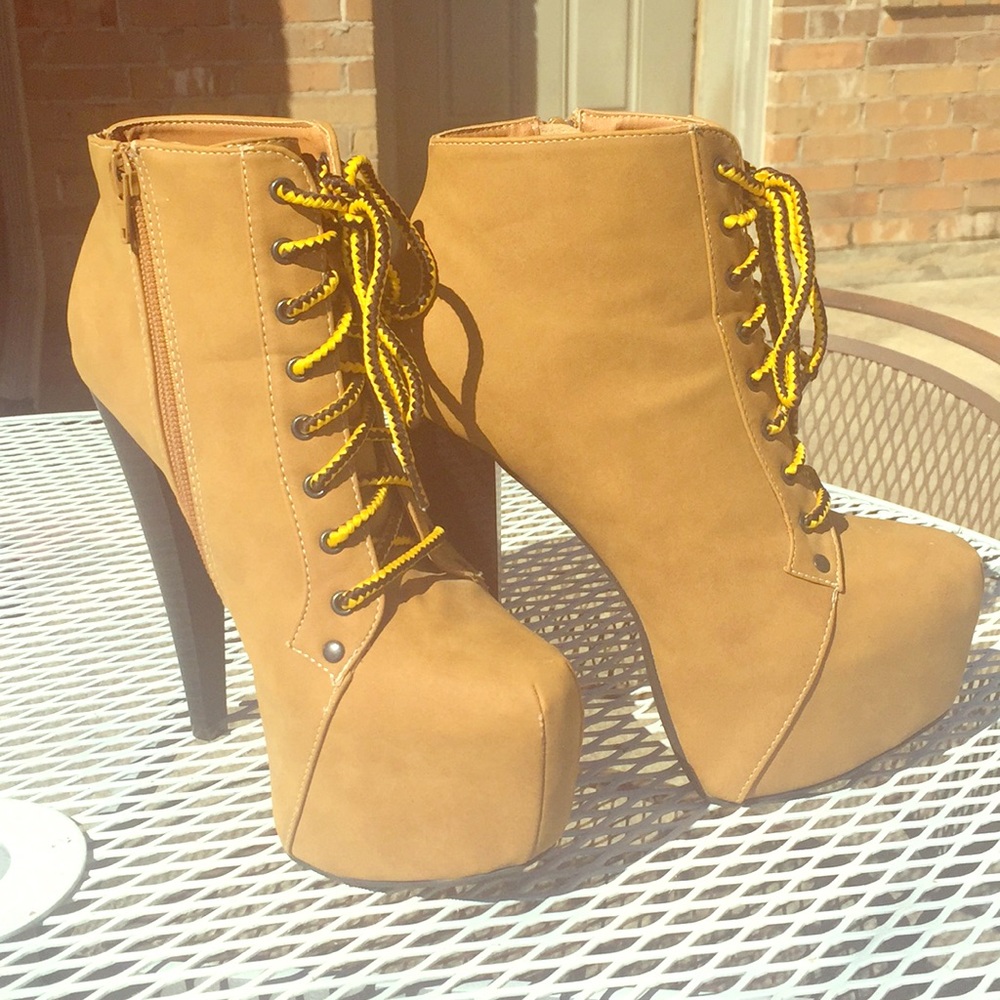 Platform Work Boot Style Heels